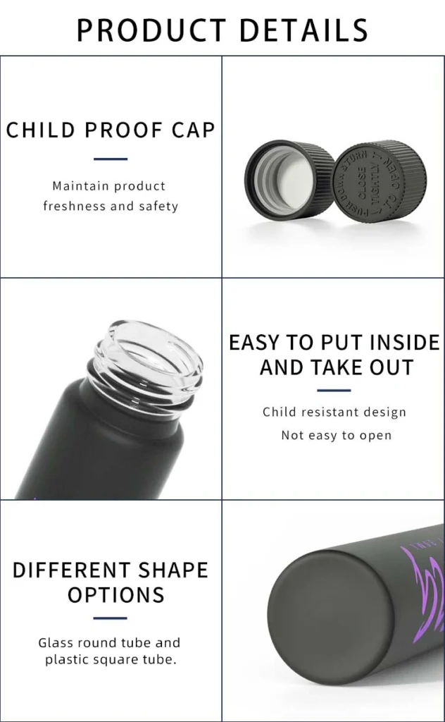 Glass pre roll round tube and plastic square tube