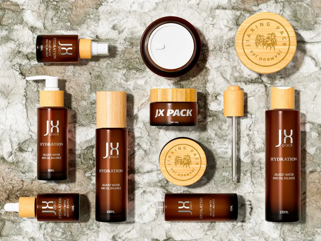 Cosmetic bamboo bottle set