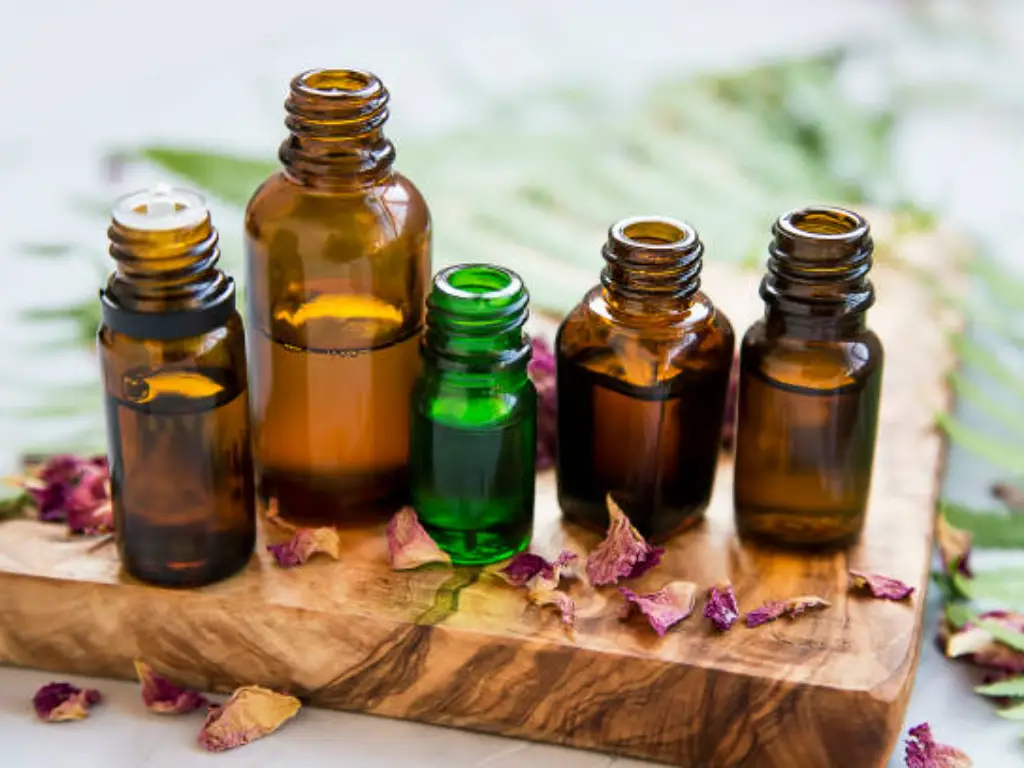 opened essential oil bottles