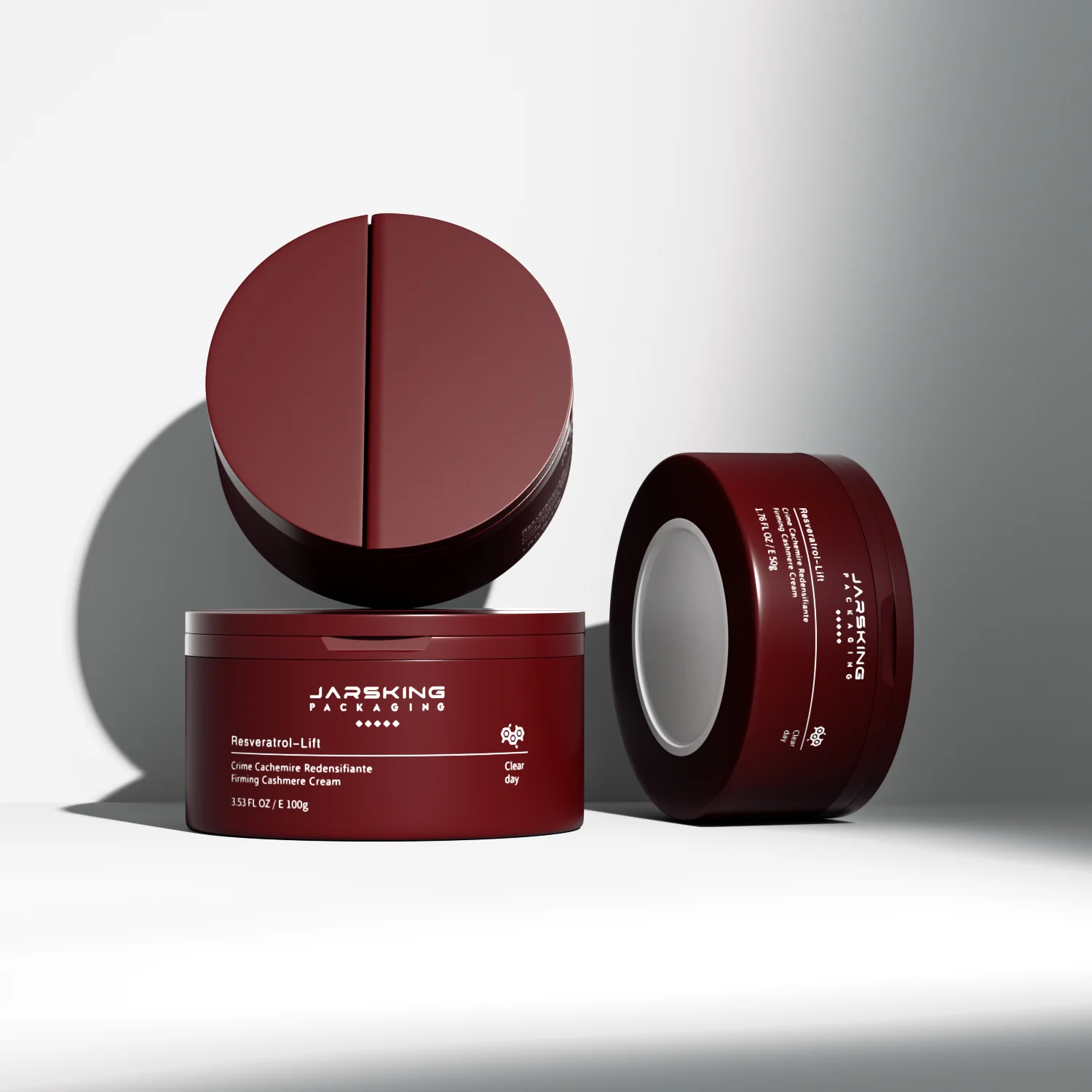 Tarro de plástico rojo reemplazable para crema facial