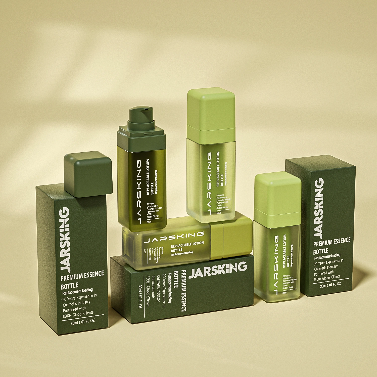 green airless skincare bottle design