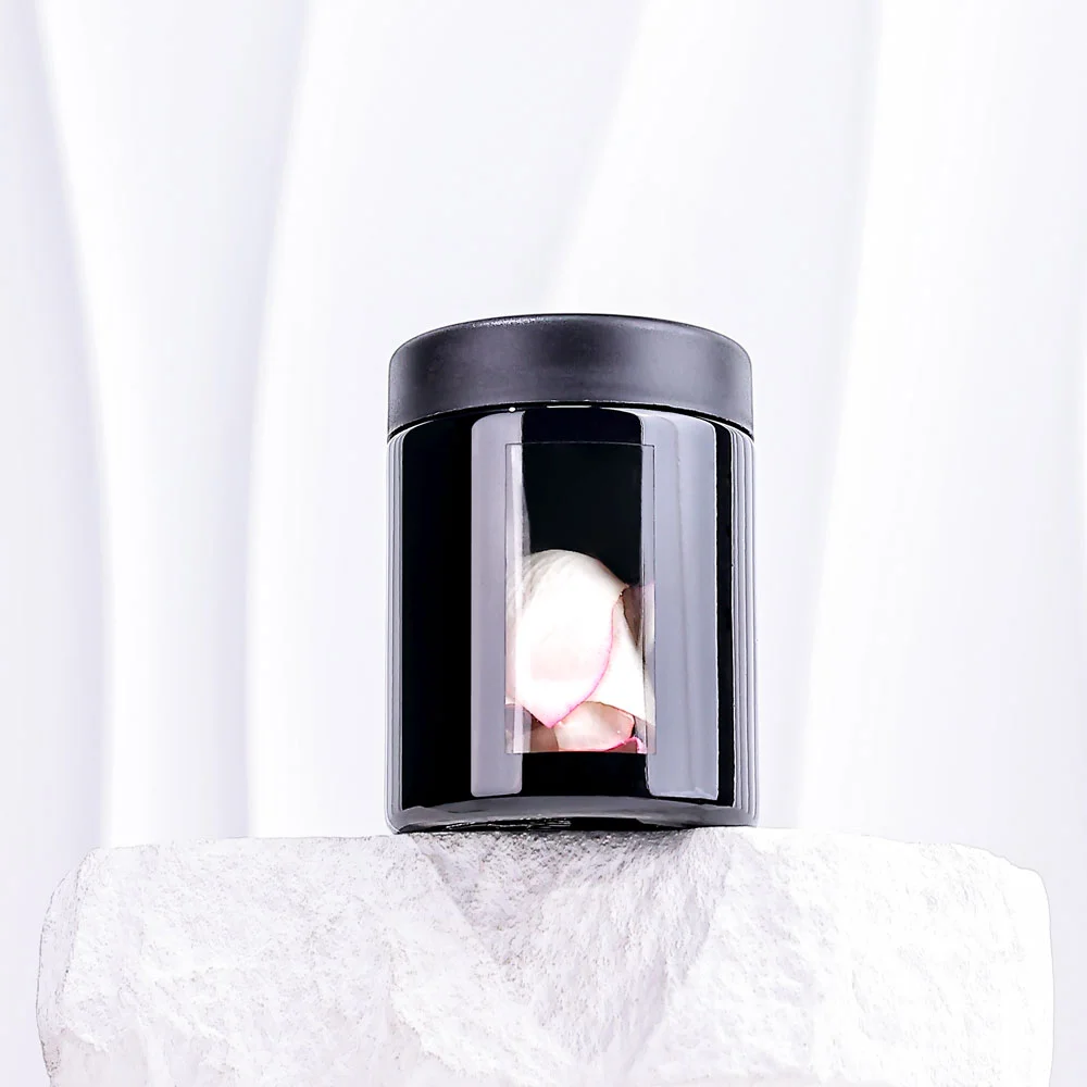 black glass jar