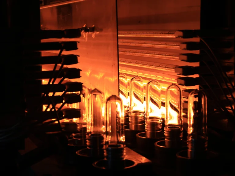 Molten glass in the furnace at Jarsking's in-house glass workshop