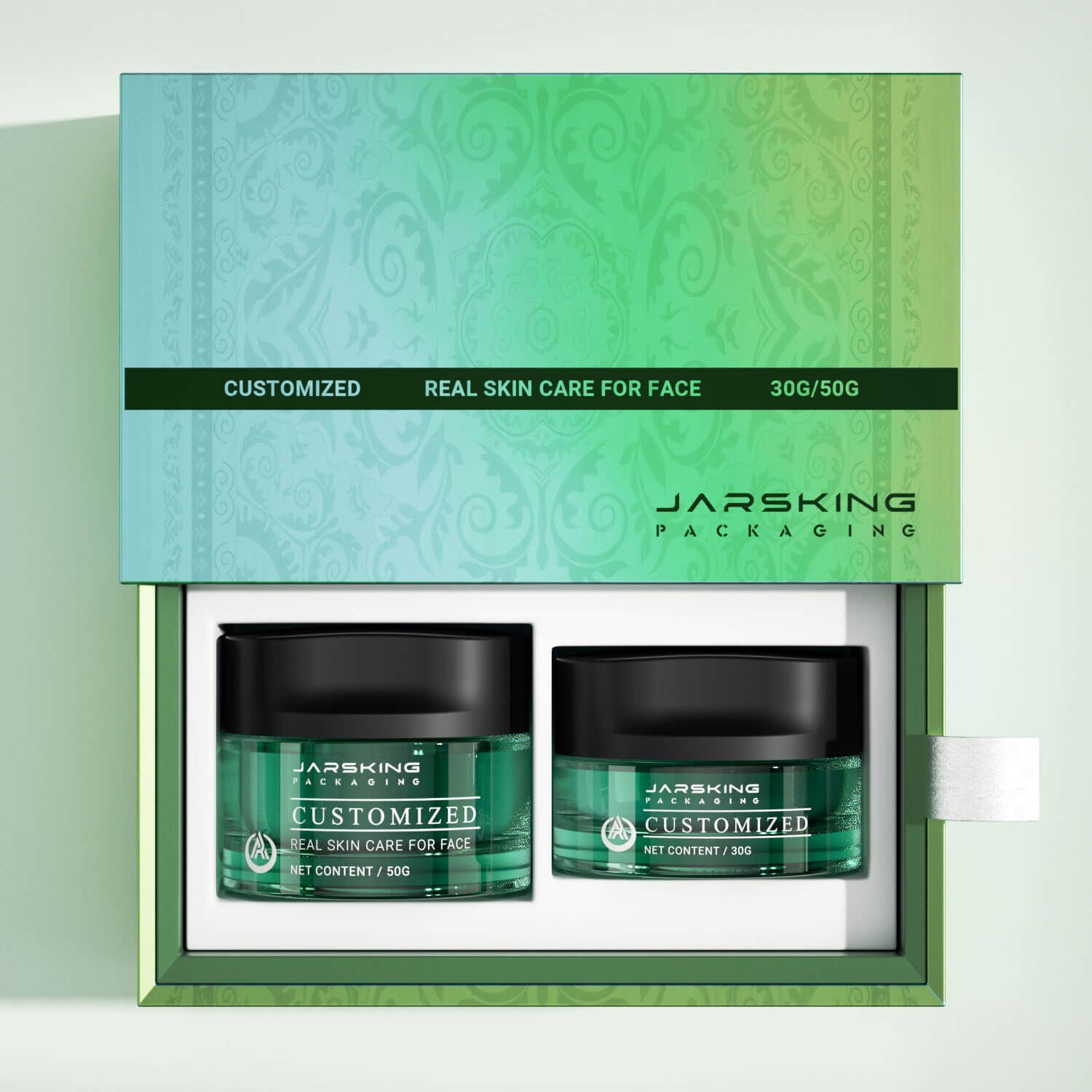 luxury cream jar with box