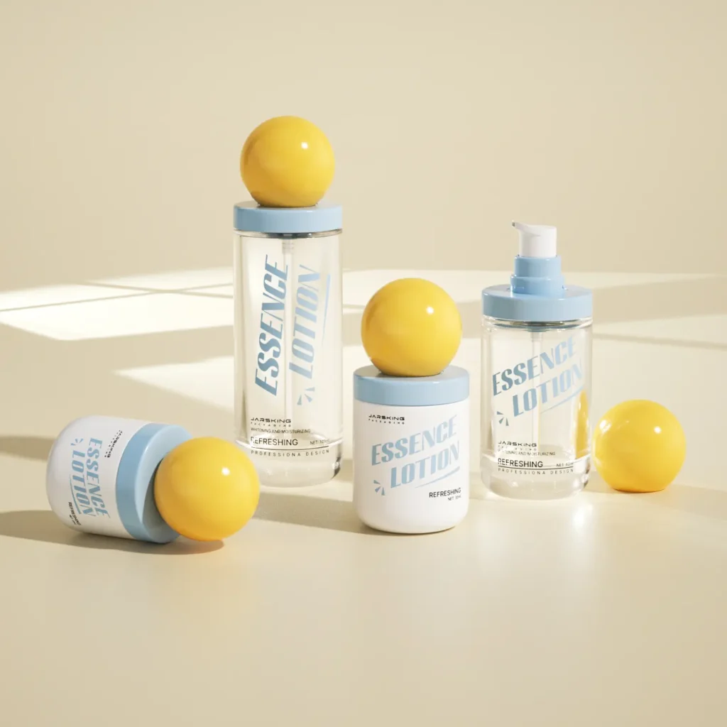 Round glass skincare bottle