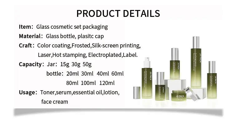 cosmetic packaging solution glass bottle set