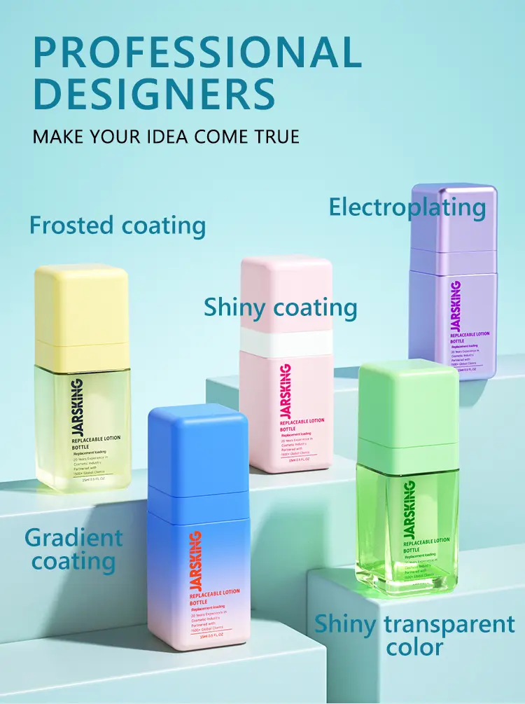 Square glass cosmetic bottle with lotion pump