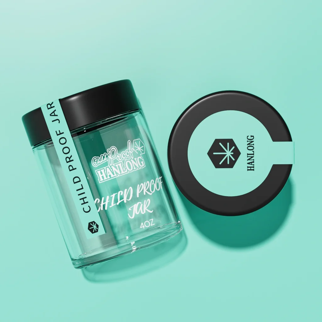 airtight glass herb jar with child lock