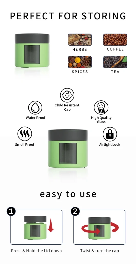 stash container with smell proof lid