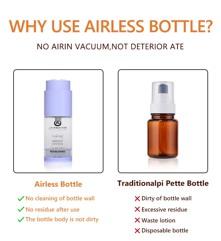 Lightweight airless skincare container