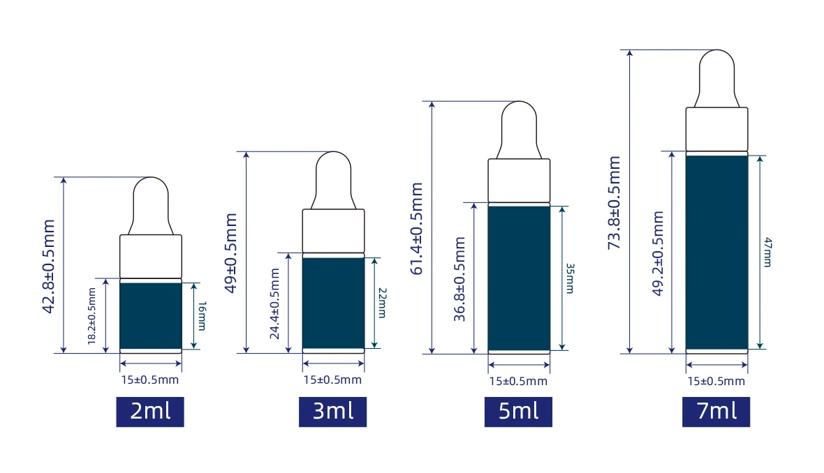 dropper glass vials size