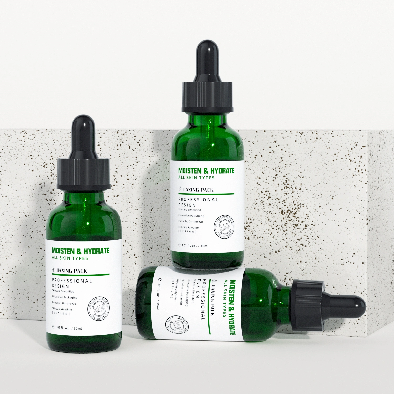 green essential oil bottle