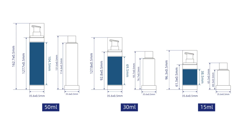minimal design skincare packaging size