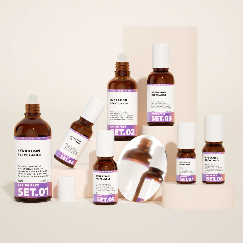 serum bottle with metal roller ball