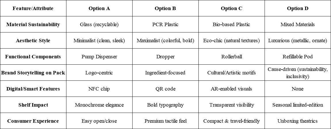MaxDiff table