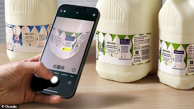 QR codes on milk packaging
