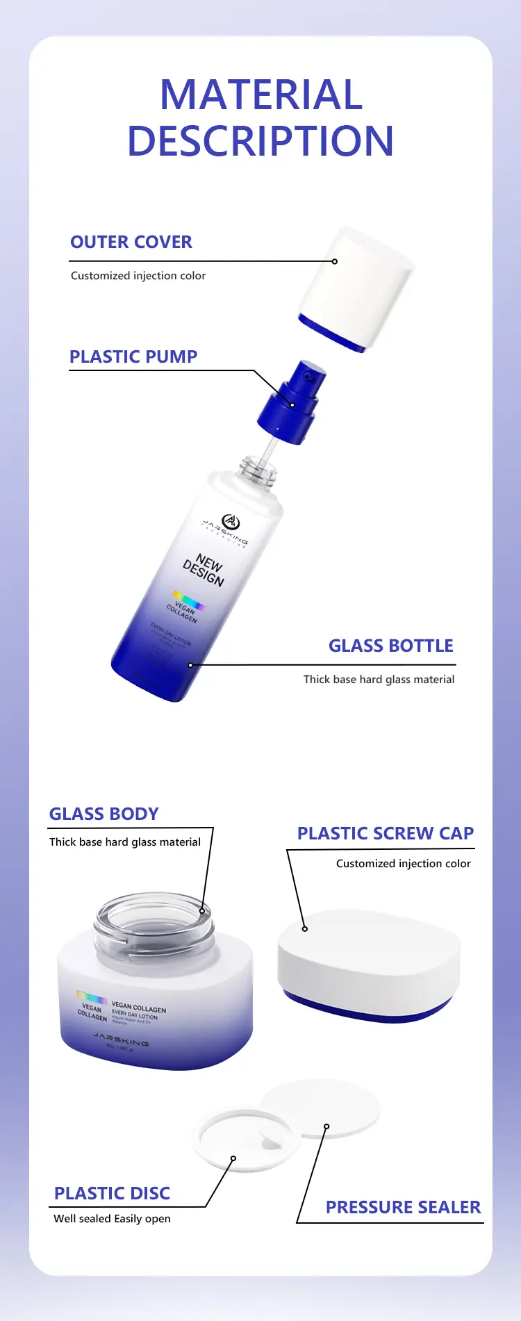 blue gradient glass cosmetic bottle design