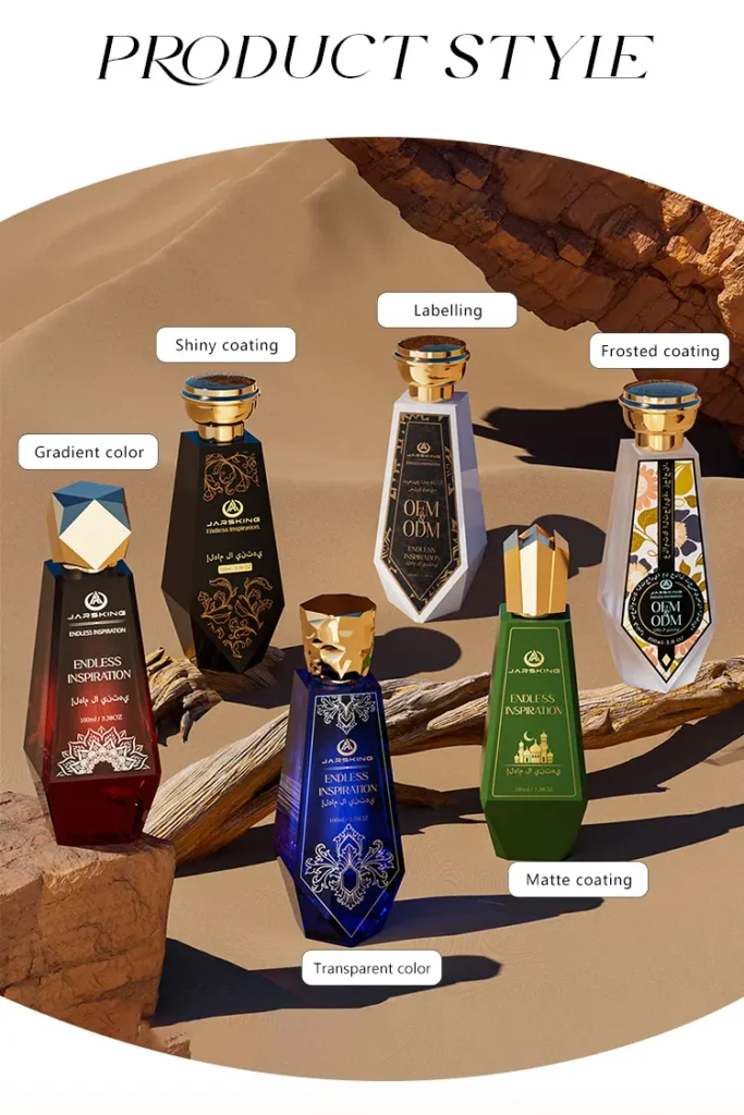modern glass perfume bottle with cap