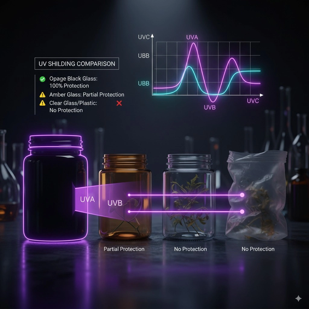 UV-proof black container in comparison