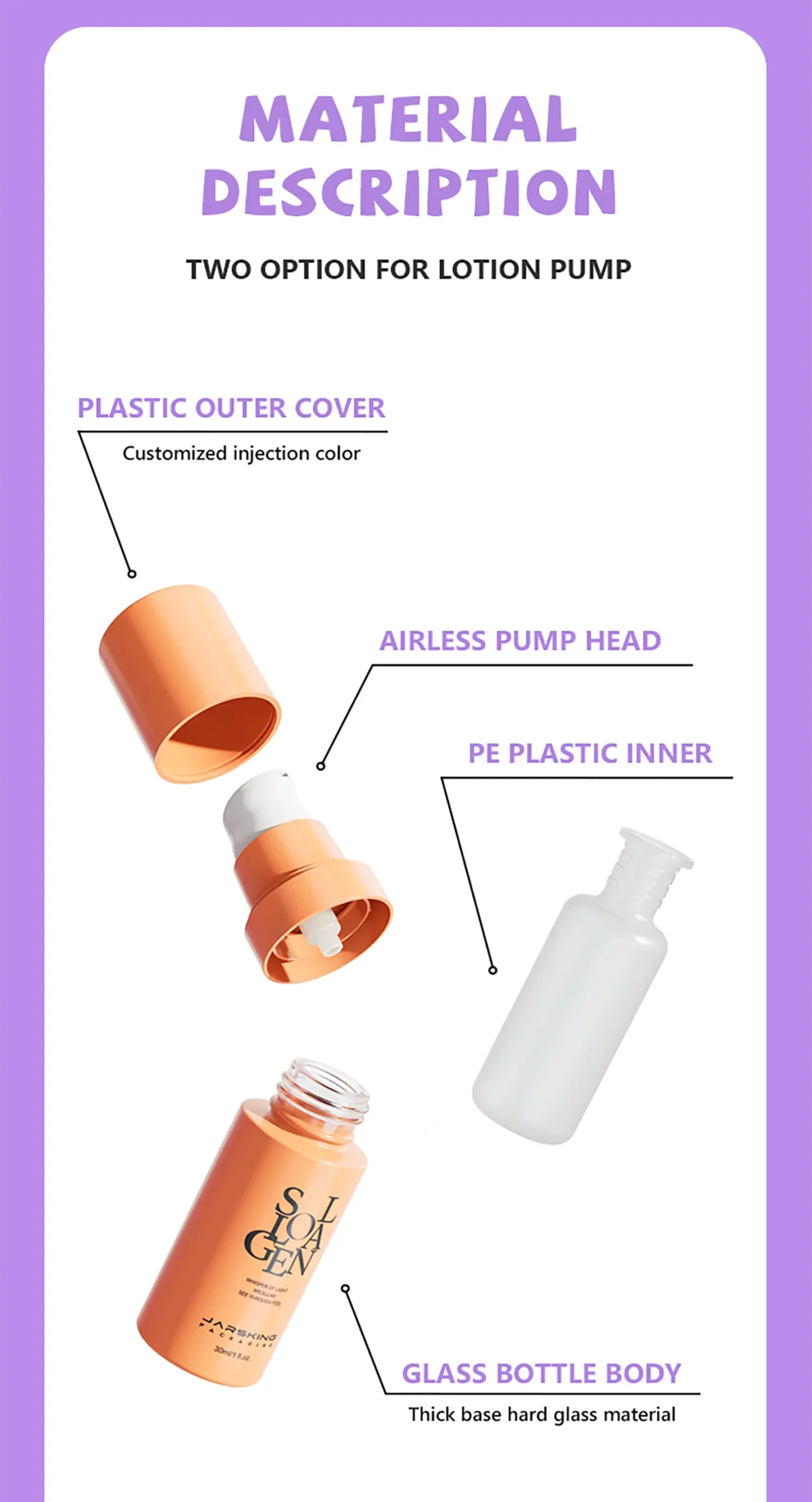 refillable cosmetic packaging with glass and plastic