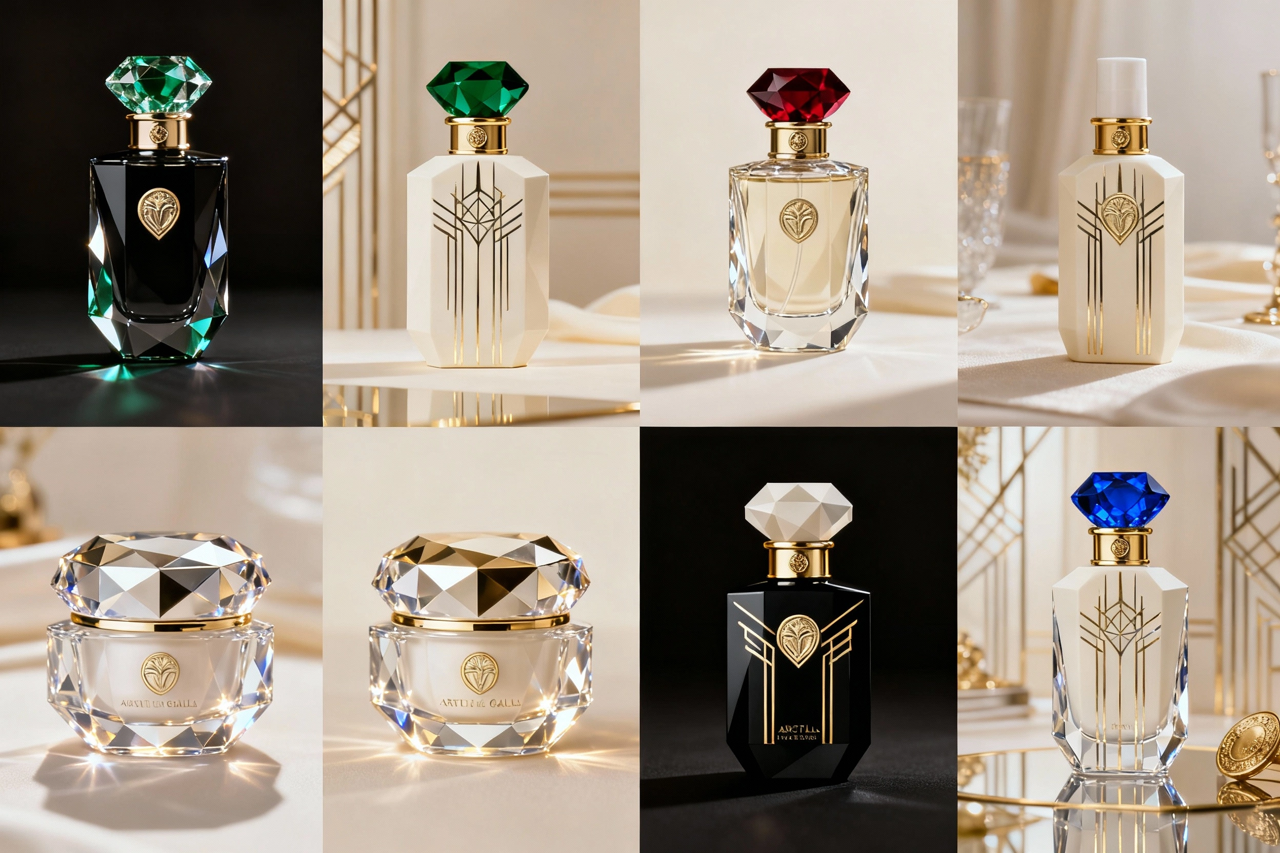 Modern Art Deco Luxury Skincare Packaging Concept Moodboard