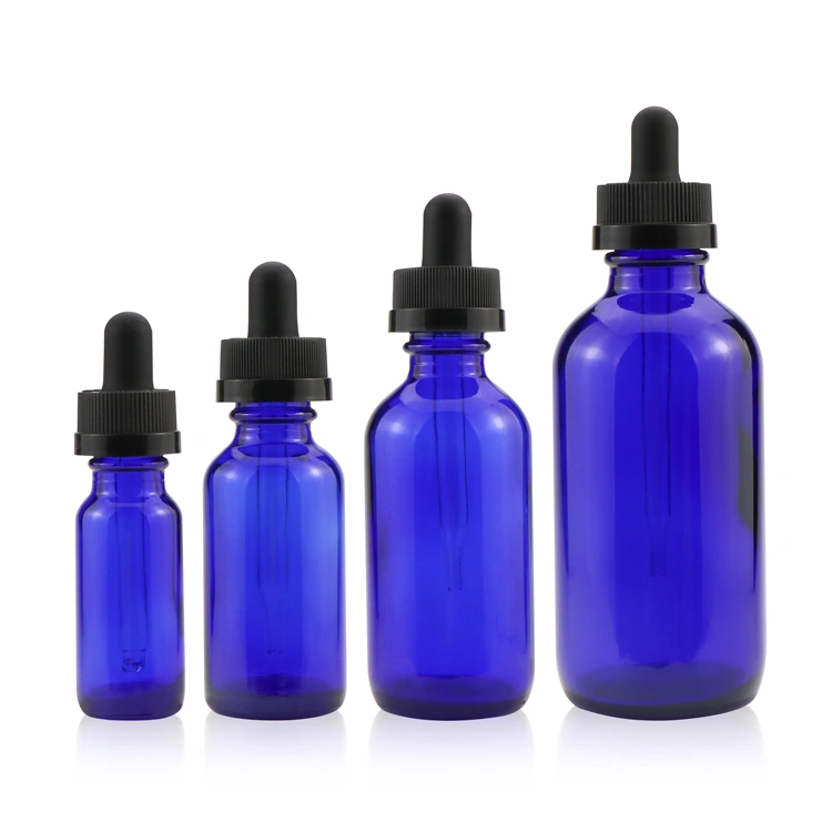 cobalt blue boston dropper bottle