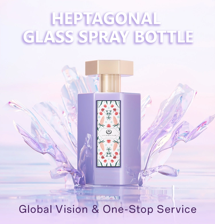 heptagonal glass perfume bottle purple