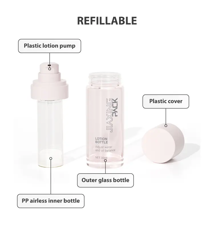 refillable lotion bottle 15ml 30ml 50ml