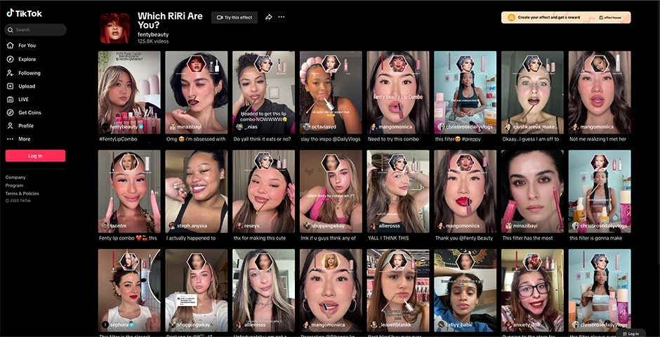 Fenty Beauty Which Riri Are You Lip Looks TikTok Filter