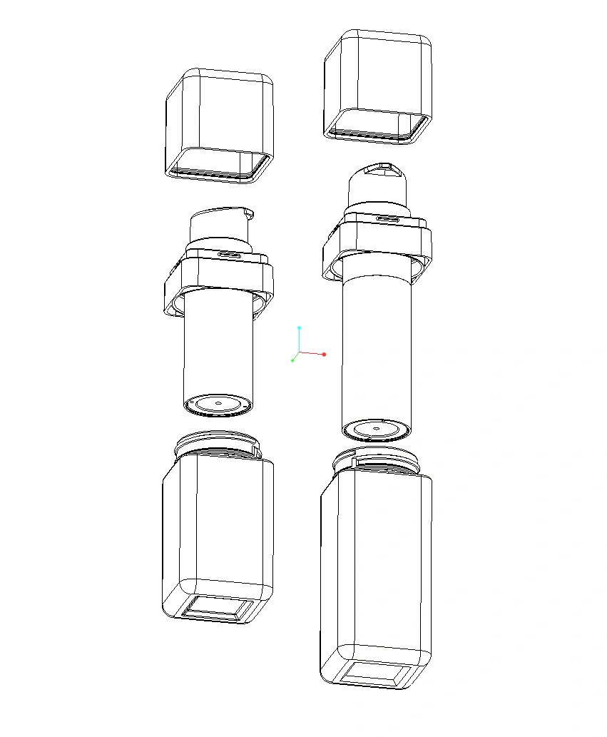 airless bottle technical sketch