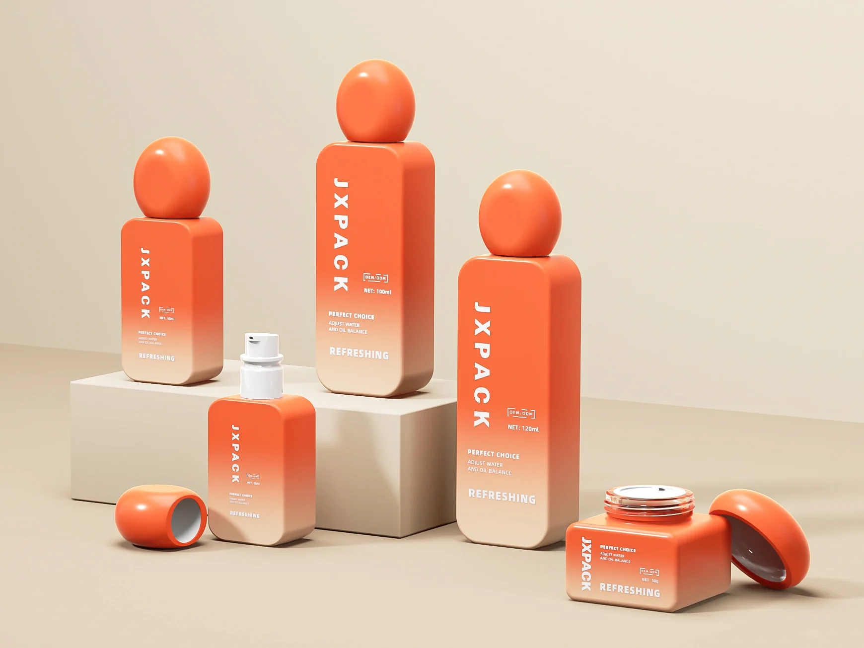 cosmetic packaging set orange