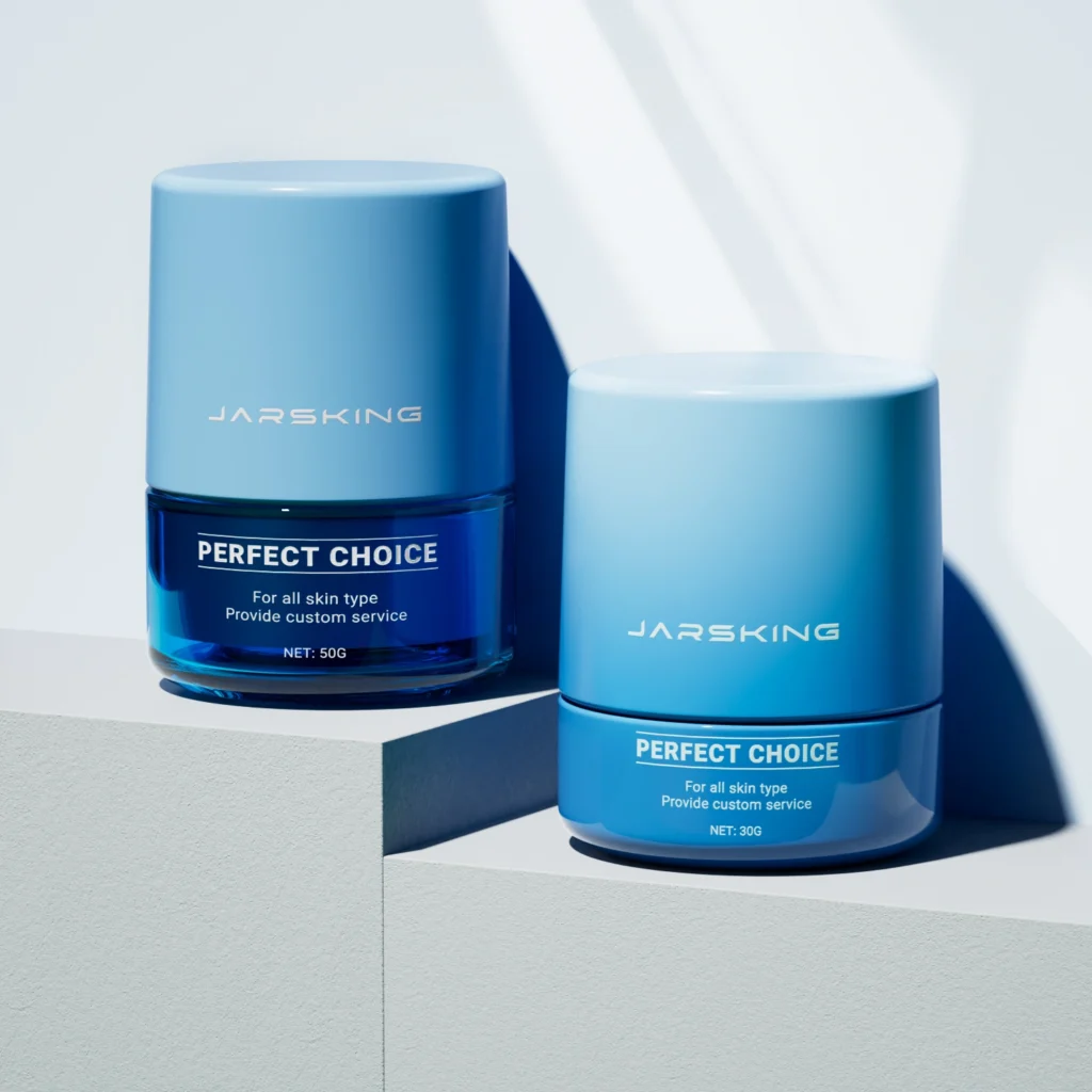 blue replaceable cosmetic jar