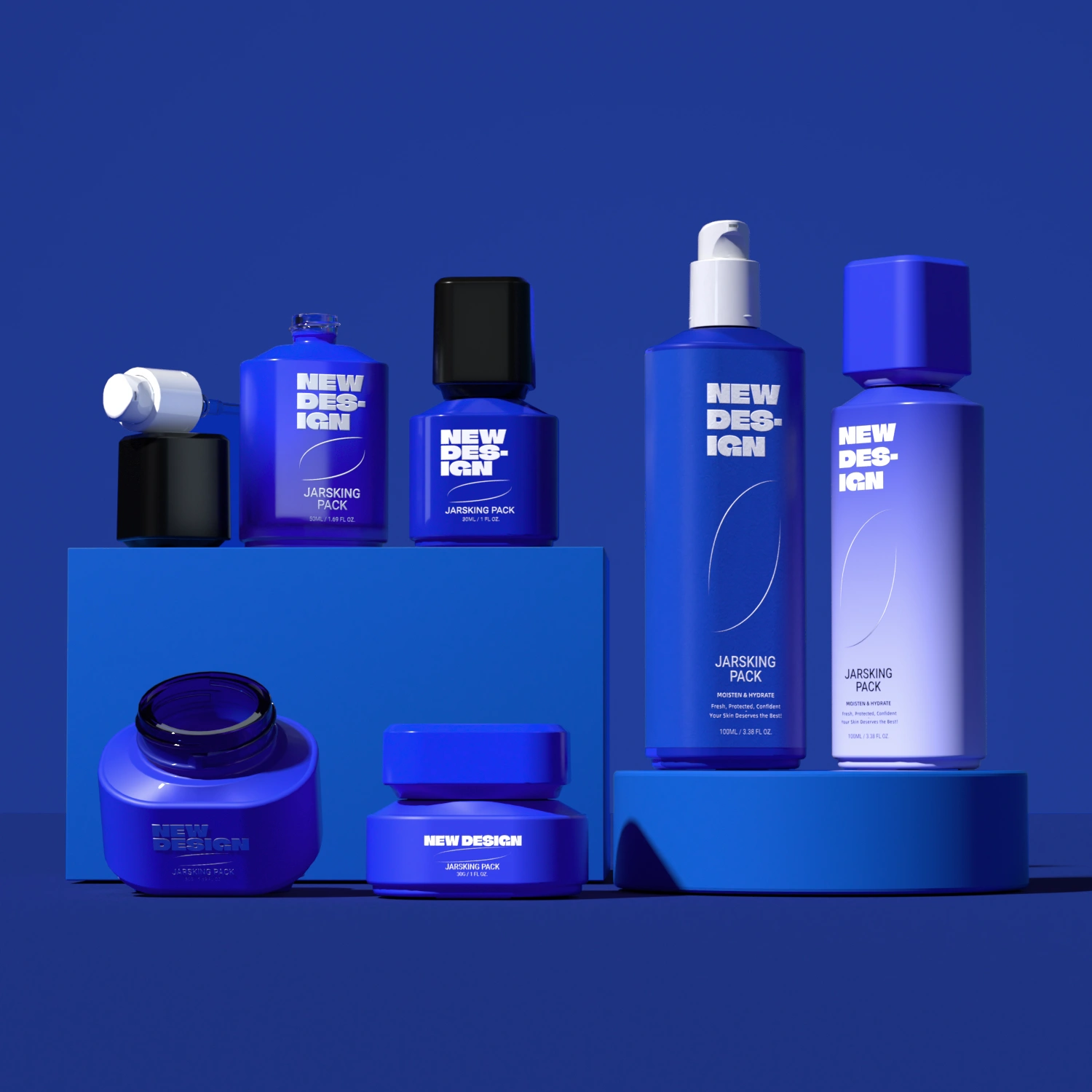 oceanic blue design bottle for men skincare