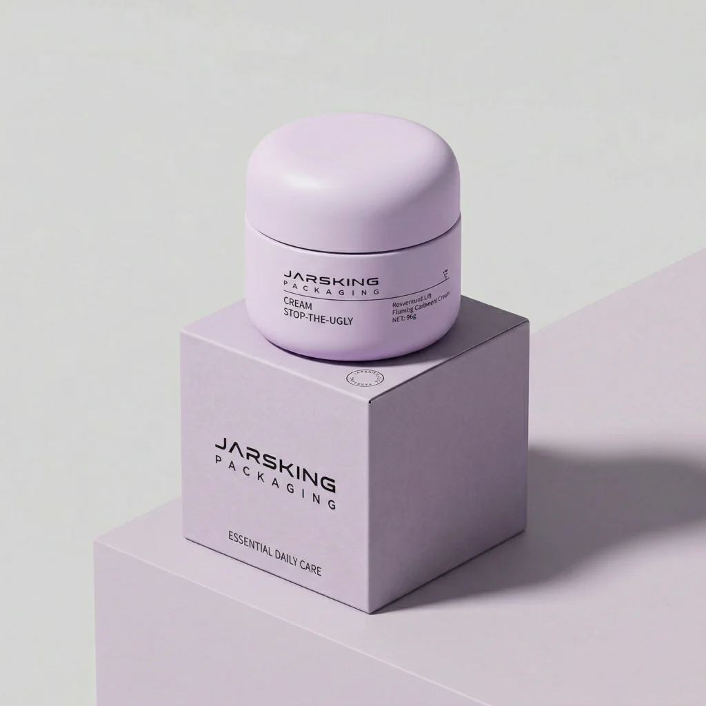 cosmetic jar with soft touch coating box