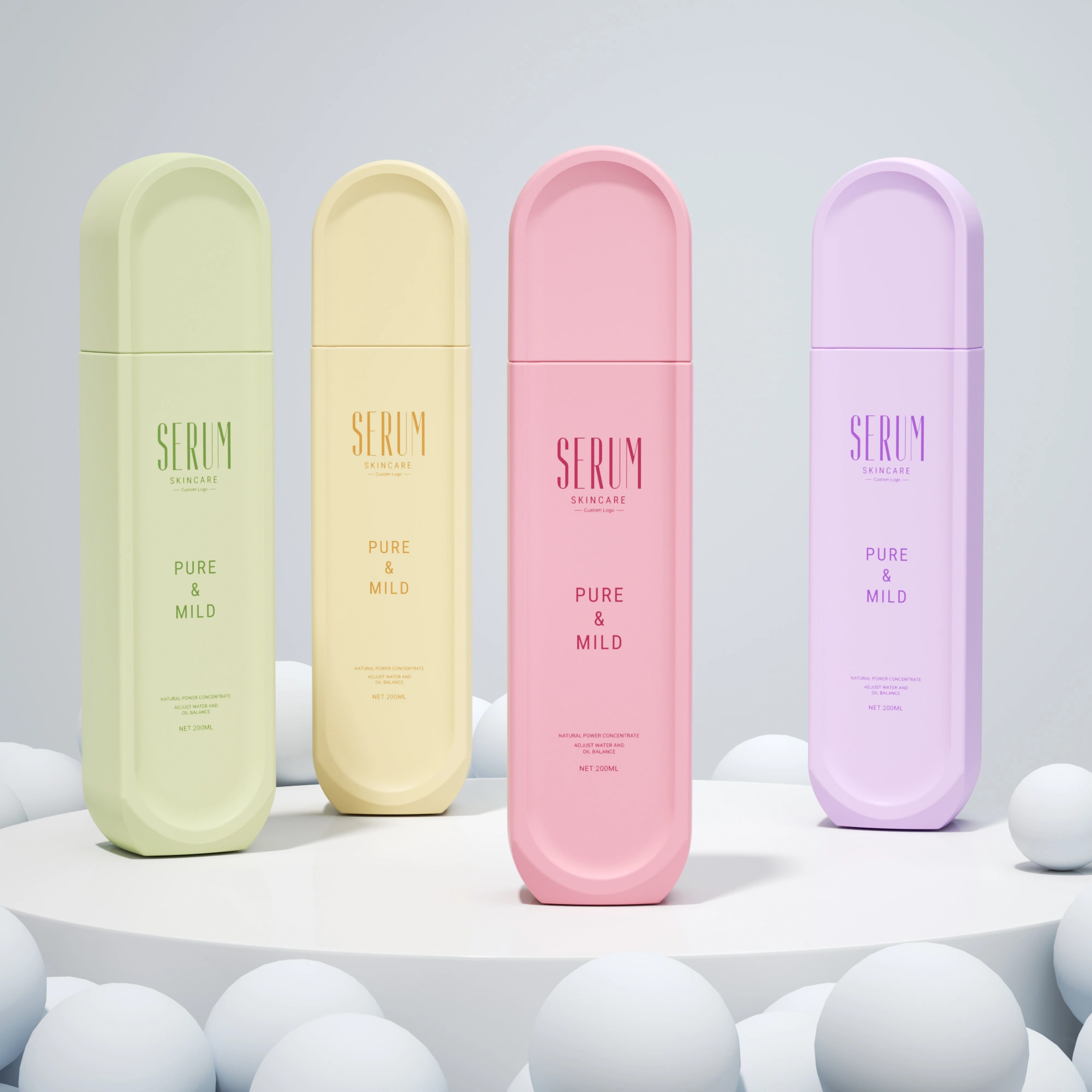 pastel color cosmetic bottles