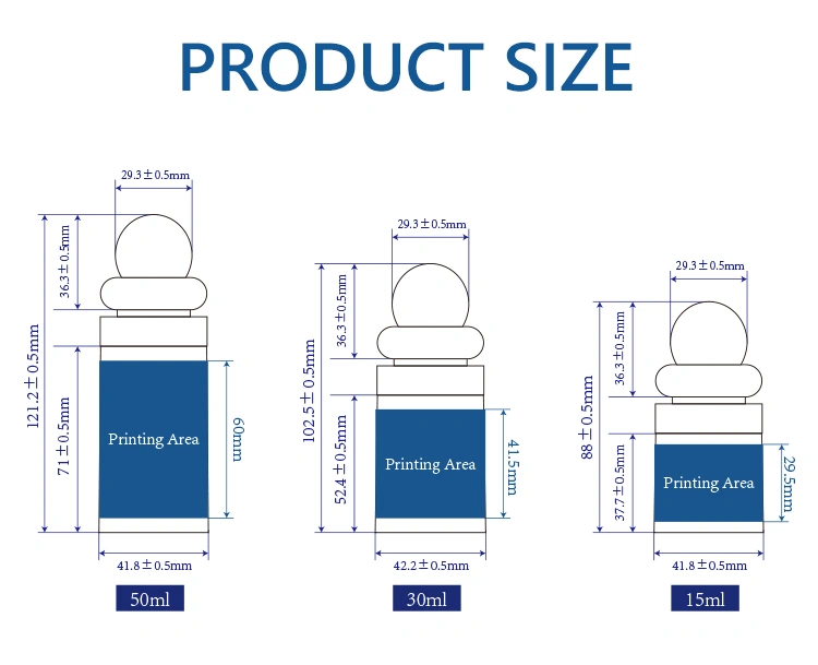 airless cosmetic bottle volumes and sizes