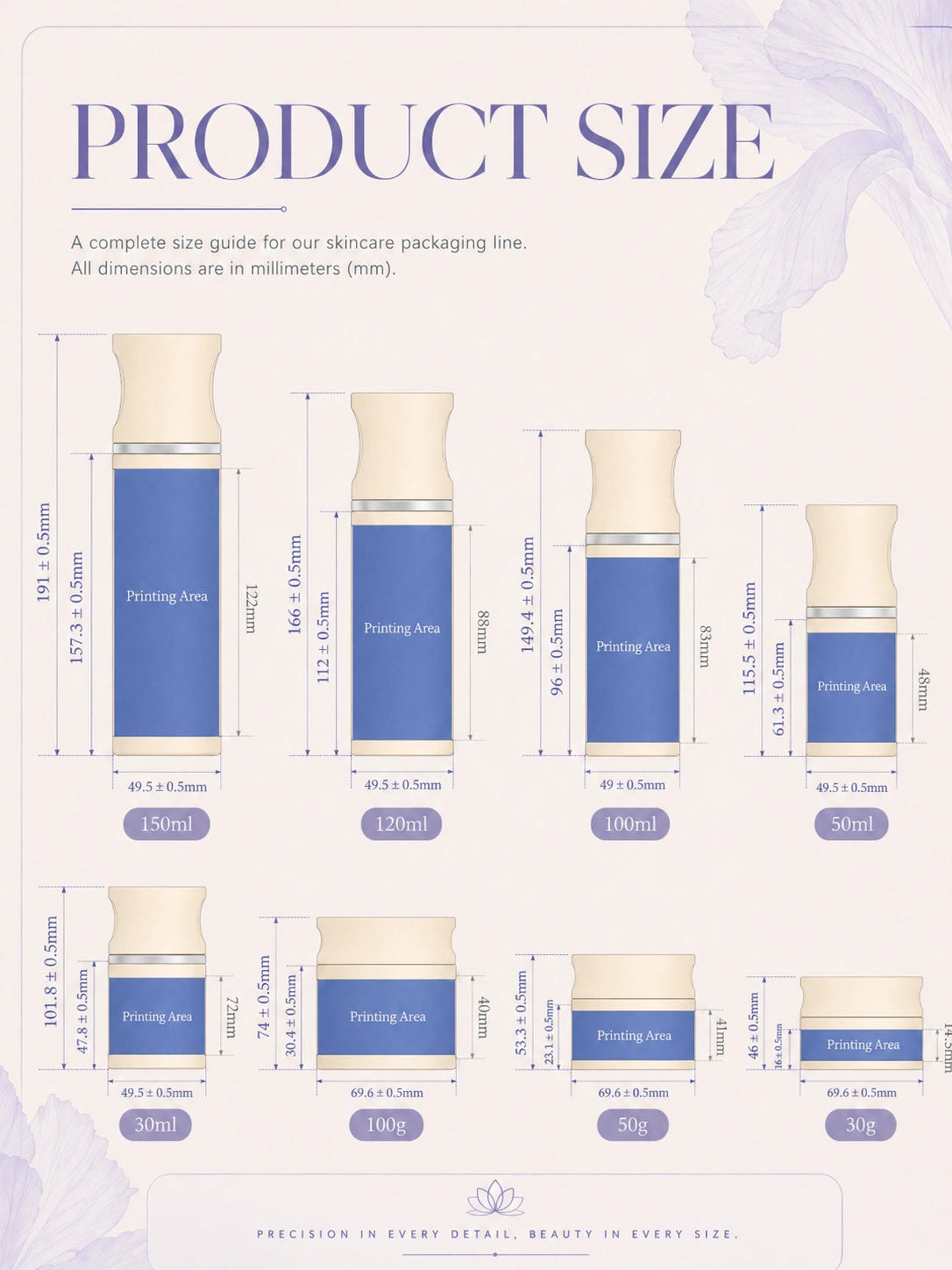 glass bottles and jars sizes