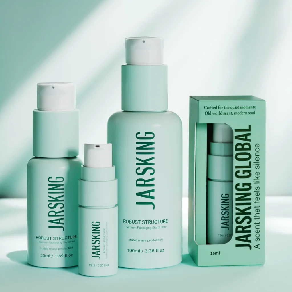 peppermint color cosmetic bottles