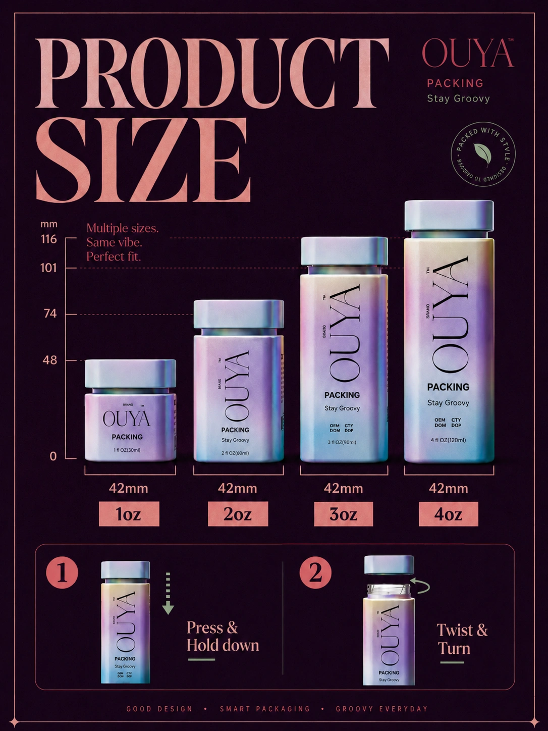 glass square jar size chart