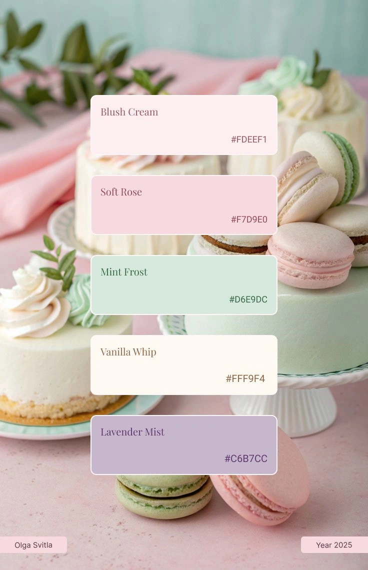 macaron-style pastel shades