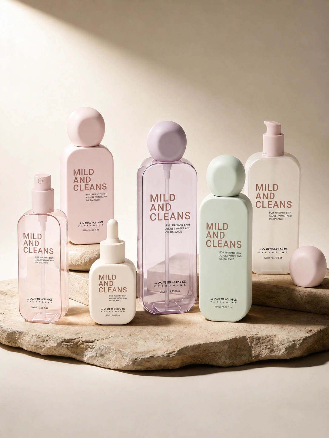 macaron-style pastel skincare packaging