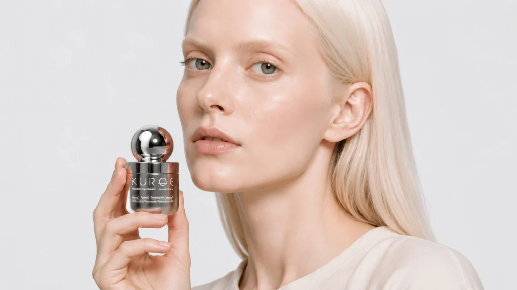 eye serum bottle with model