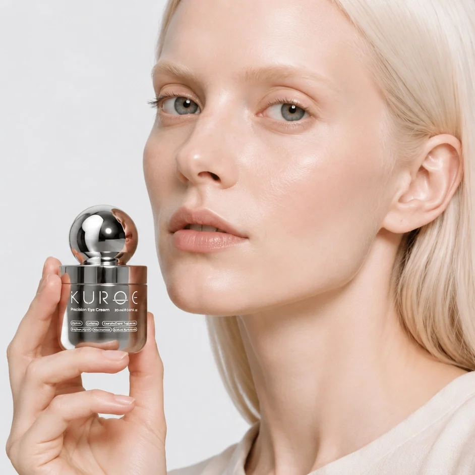 eye serum bottle with model