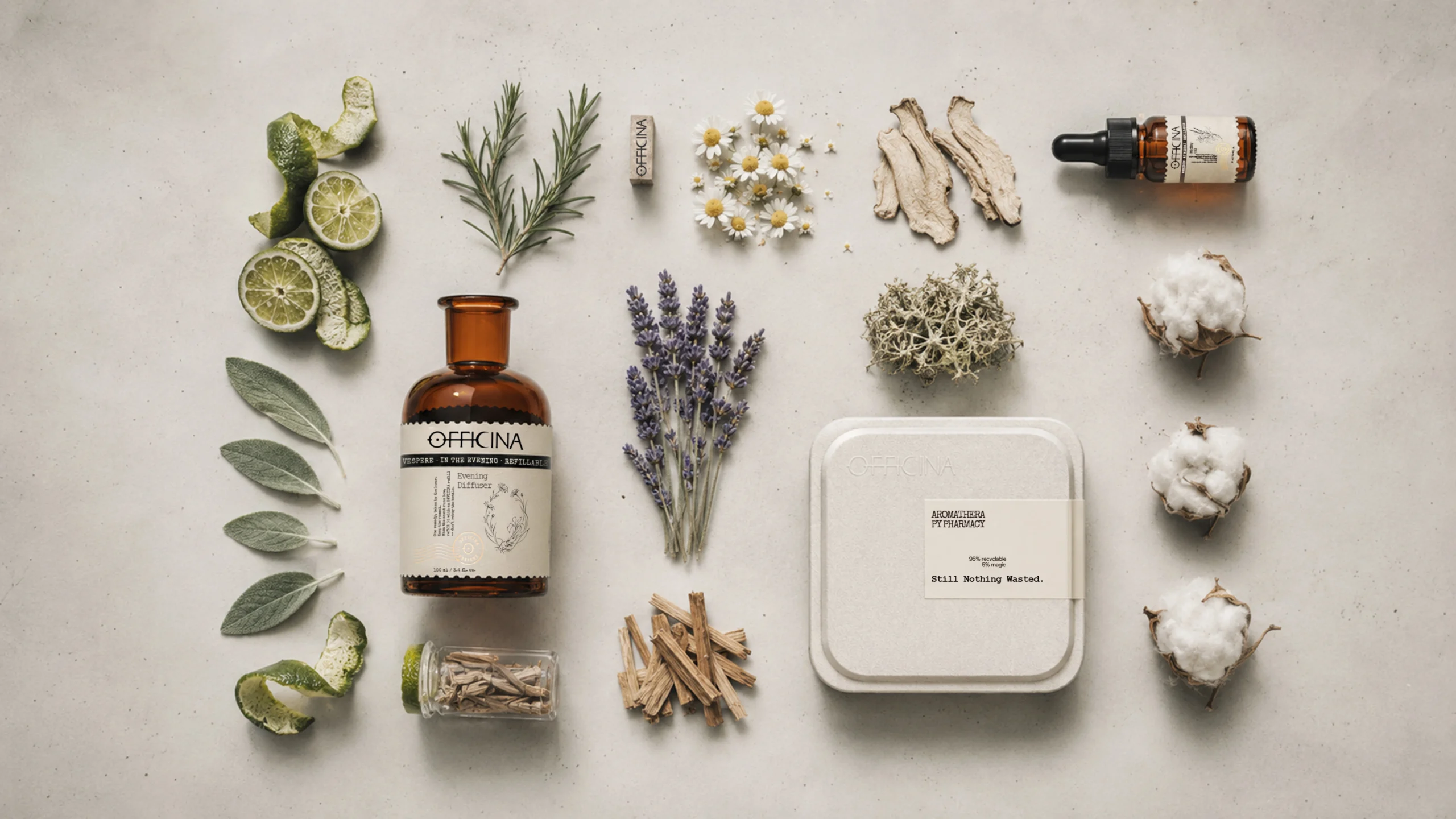 VESPERE Reed diffuser OFFICINA packaging concept