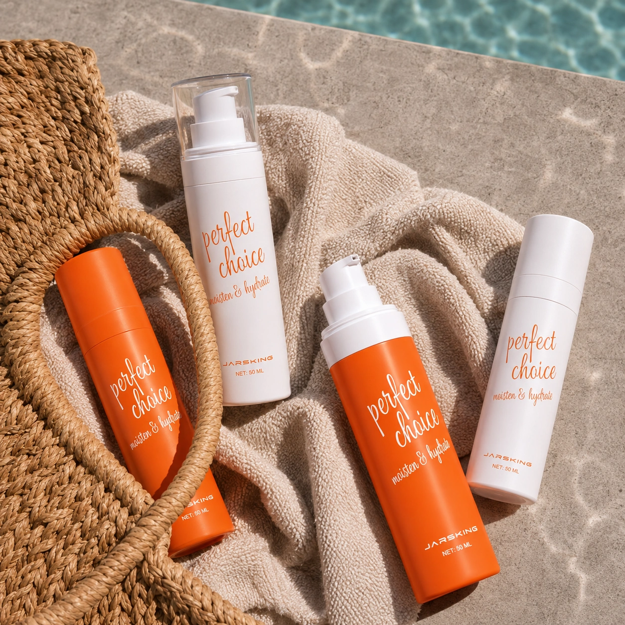 orange-white-50ml-refillable-airless-bottles-poolside