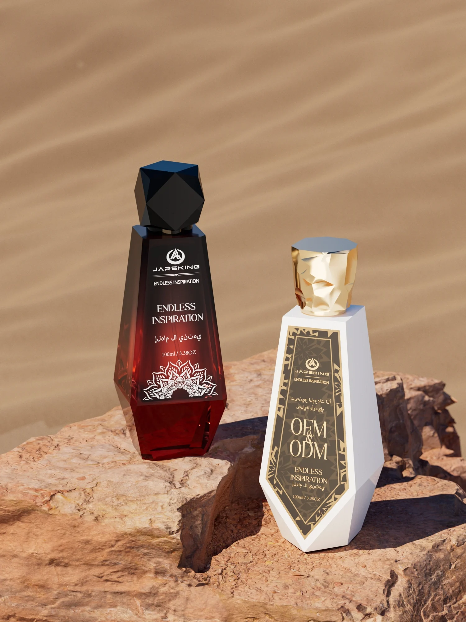 perfume bottle on the rock