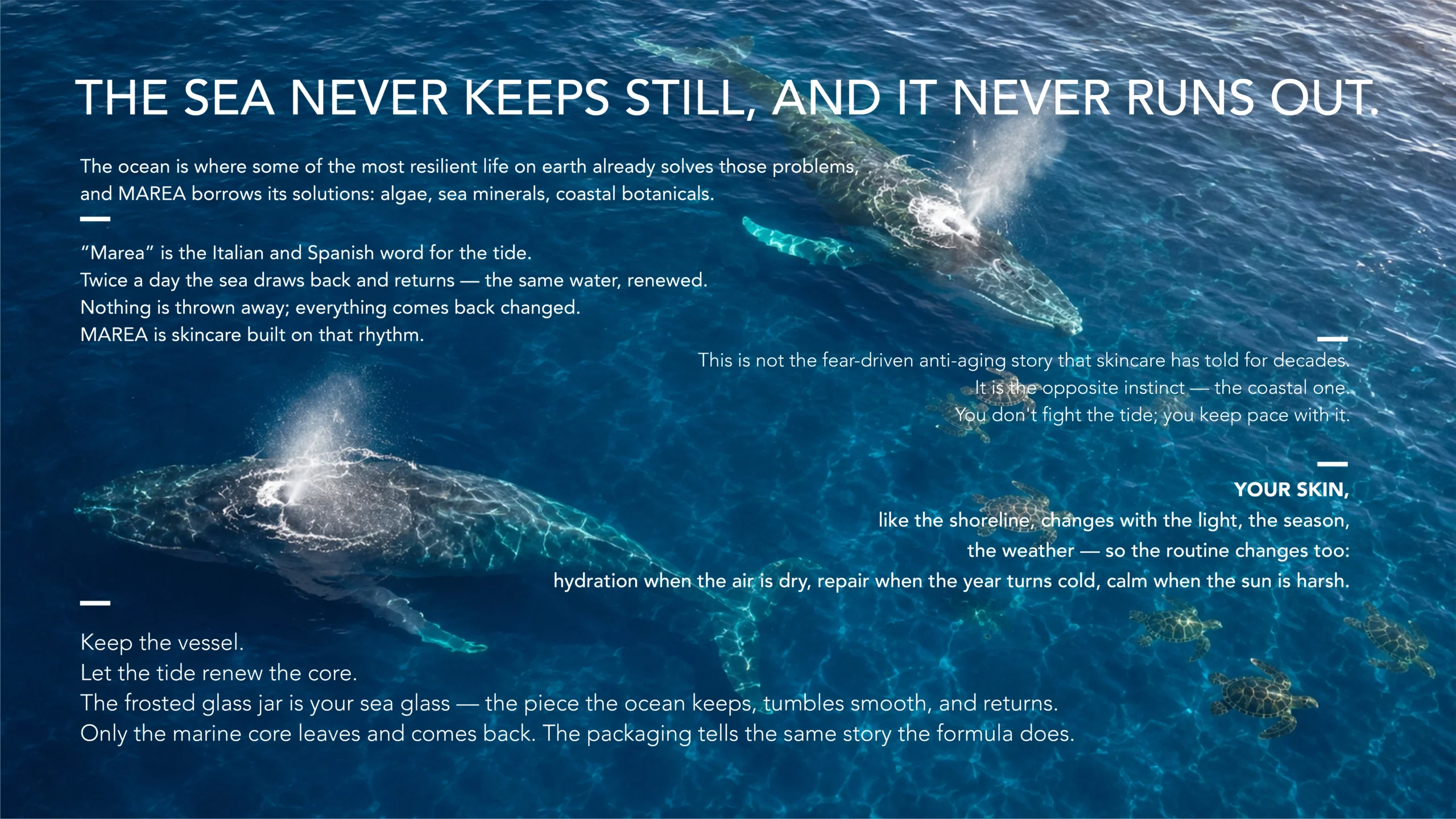MAREA refillable skincare campaign and product storytelling