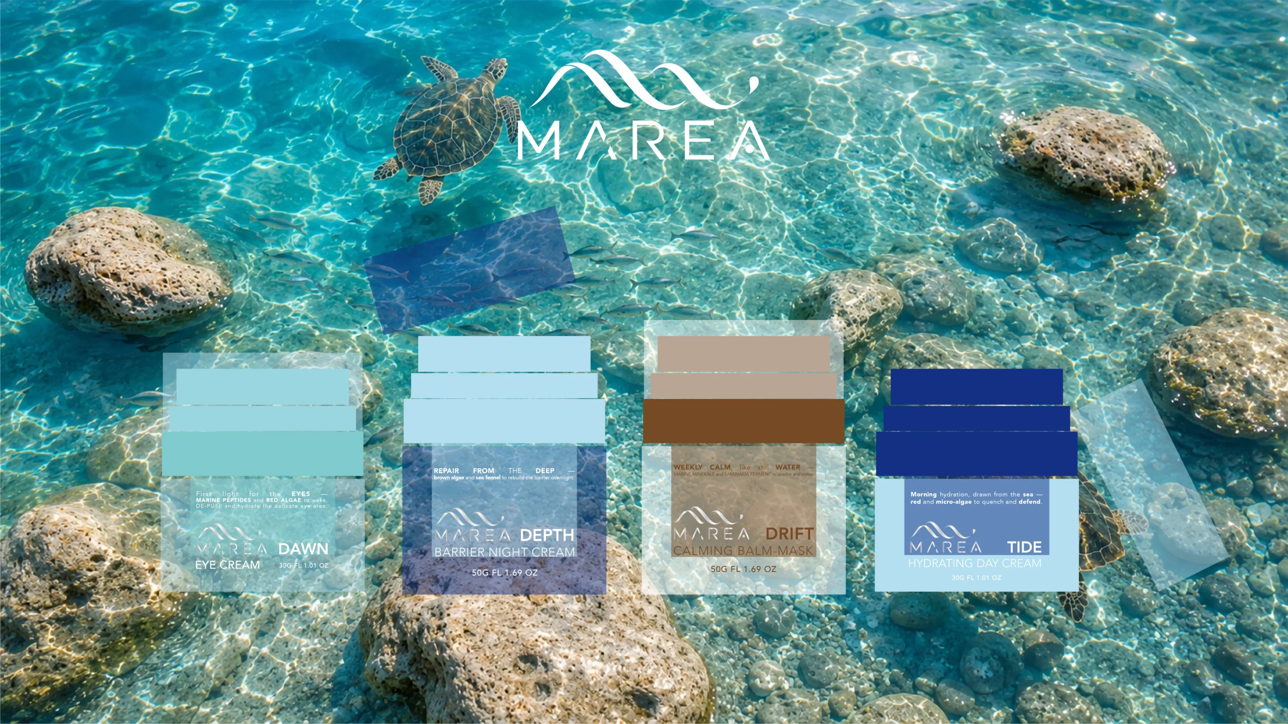 MAREA refillable glass airless jar color and component system