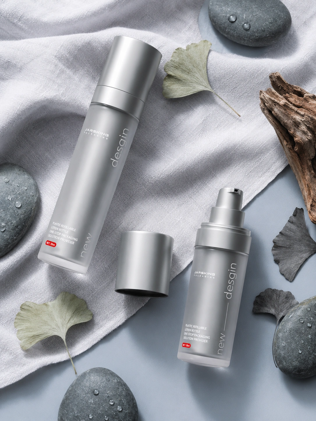 silver-30ml-refillable-airless-bottles-flat-lay