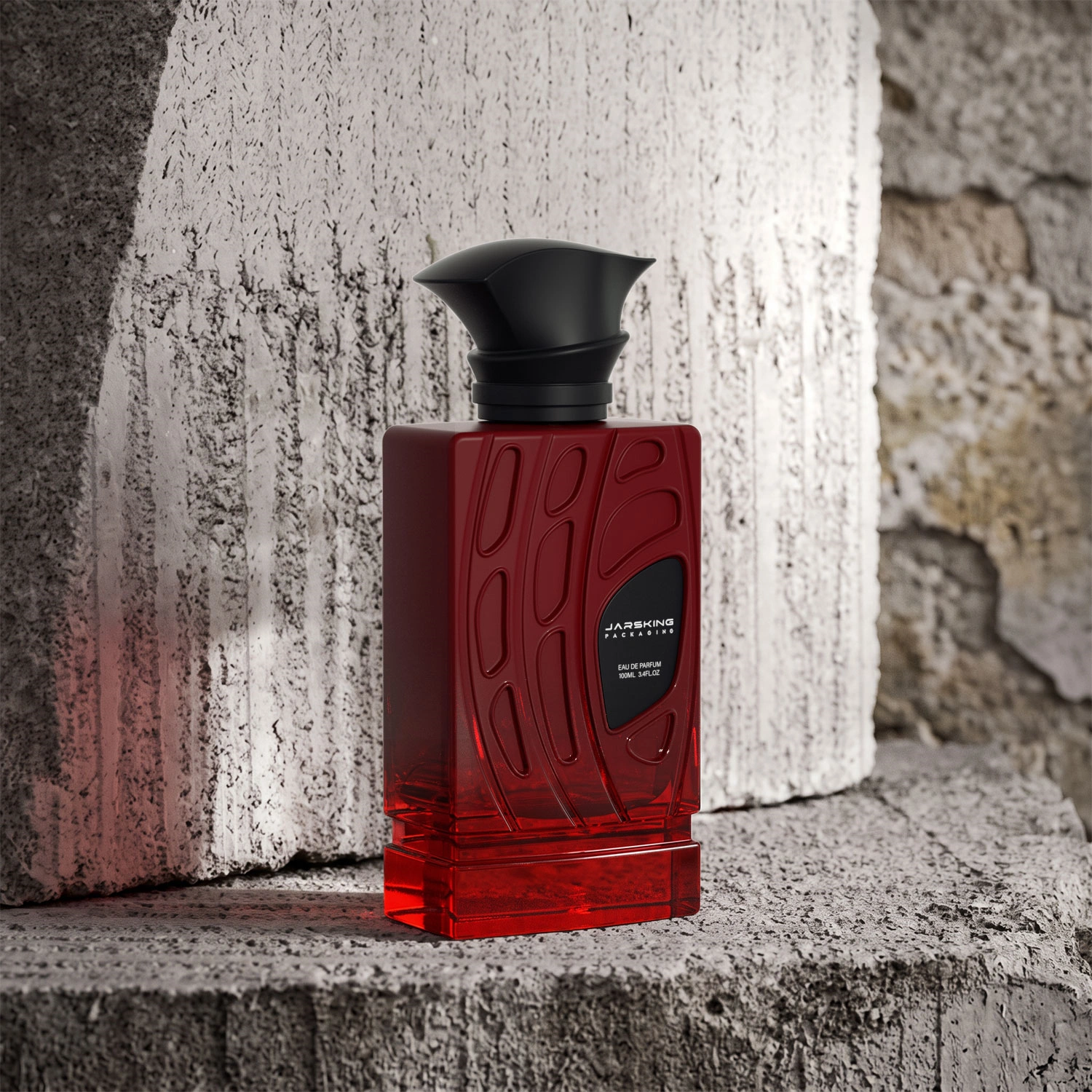 translucent-red-perfume-bottle-black-sculpted-cap
